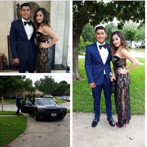 Nude/BLK sequence lace dress. Size 1-2